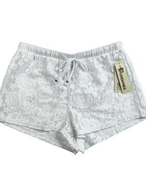 No Boundaries Woman's Small (4-6) White Lace Swim Cover-Up Shorts NWT